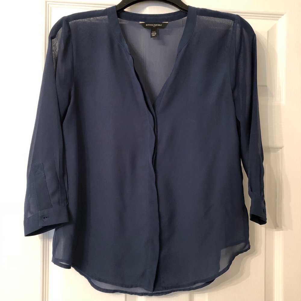 Sheer blue Banana Republic blouse